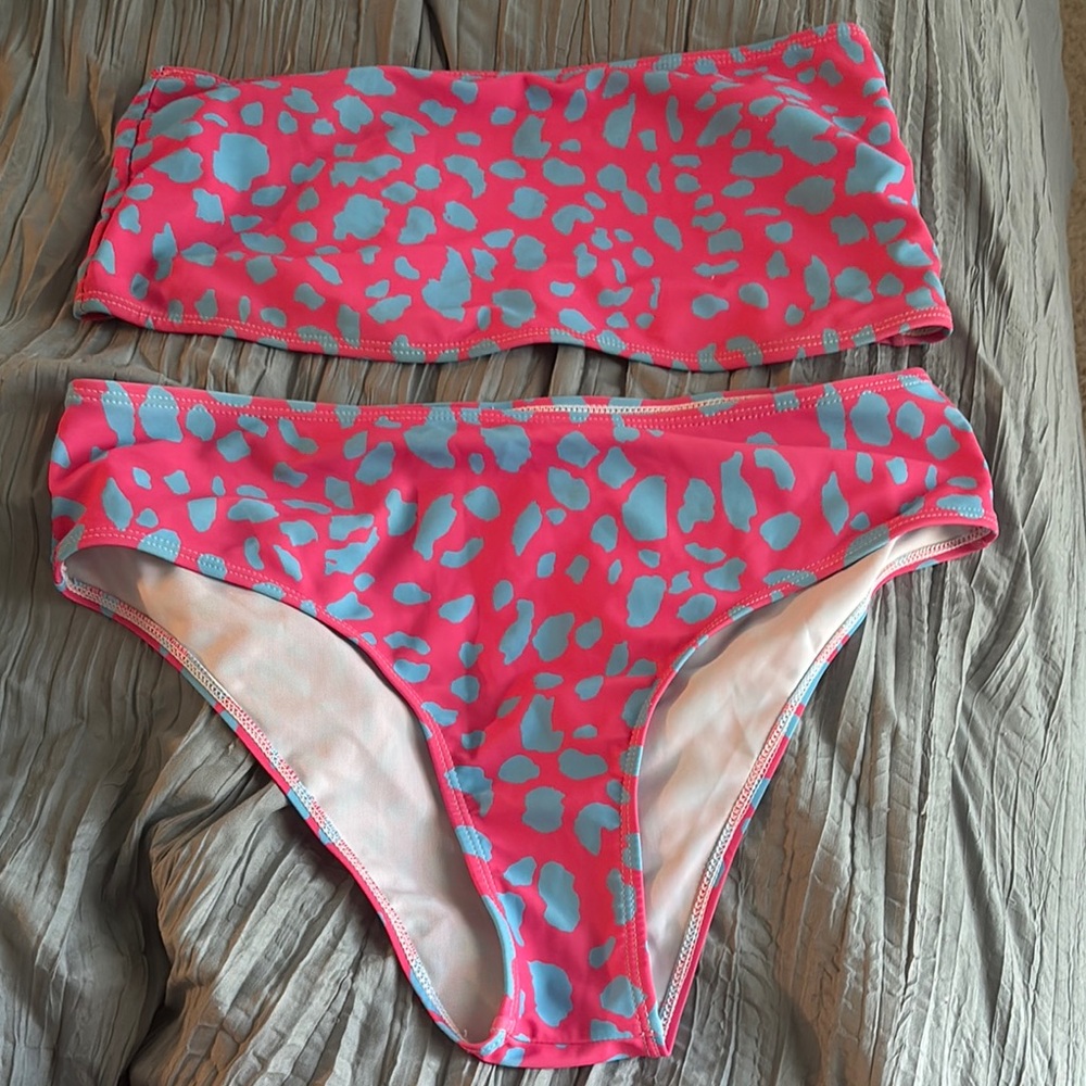SHEIN Pink and Blue Bikini Set